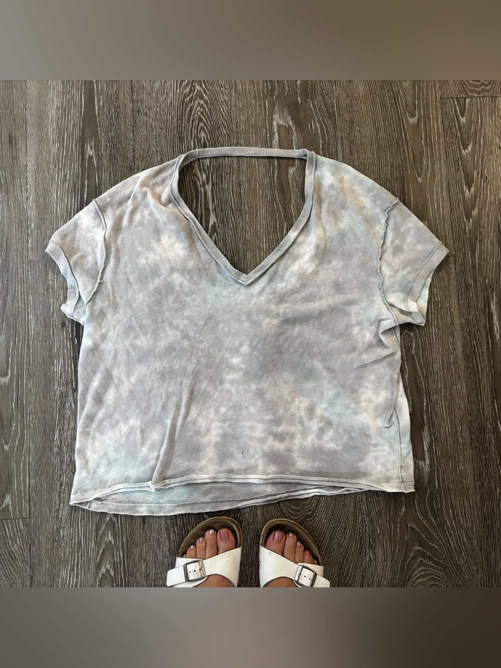 We The Free Pastel Tie-Dye V-Neck Short Sleeve Top
